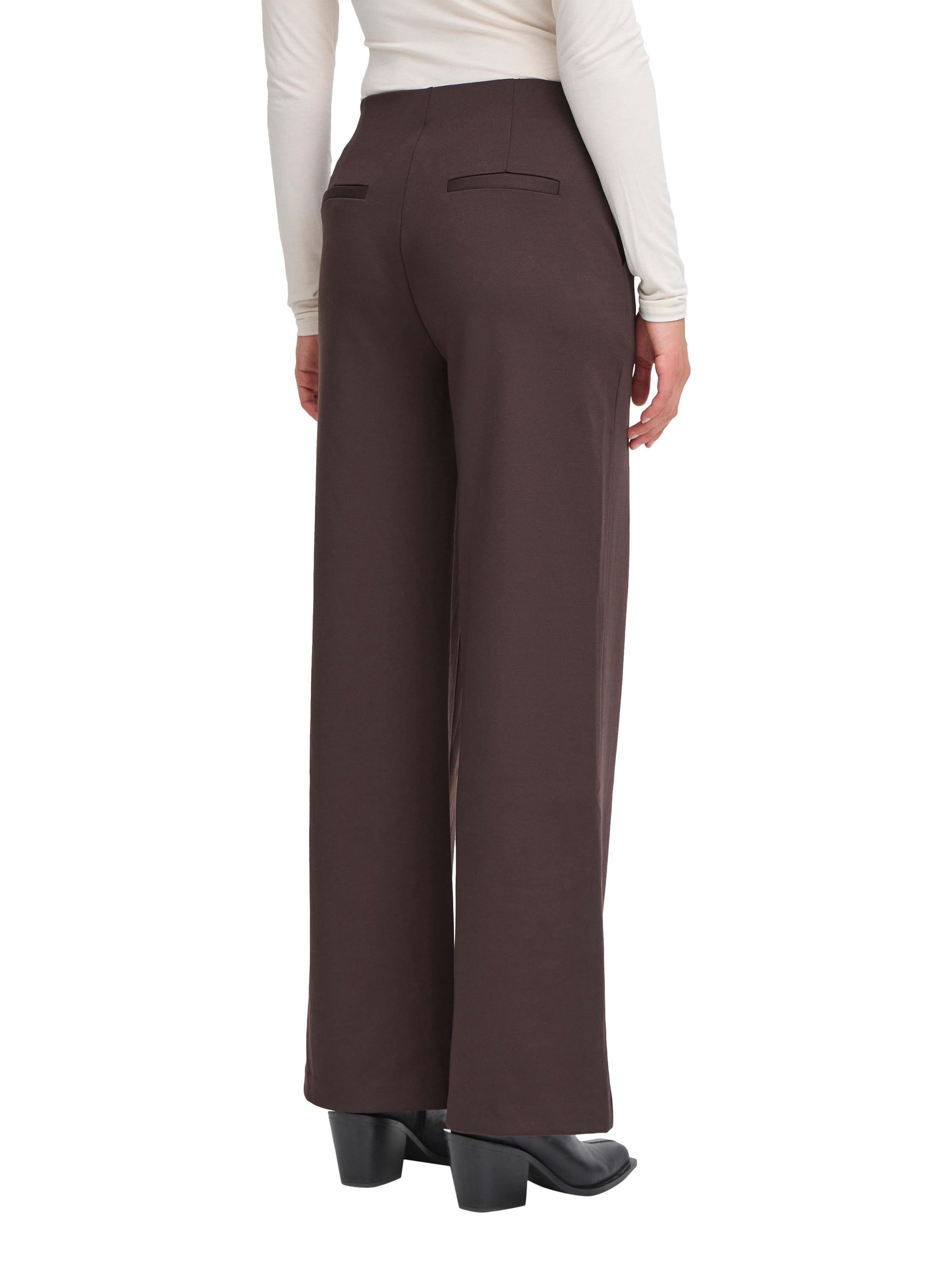 Product image 2 of 7, which shows ICHI Kate Wide Leg Tailored Trousers, Chocolate Torte, XS