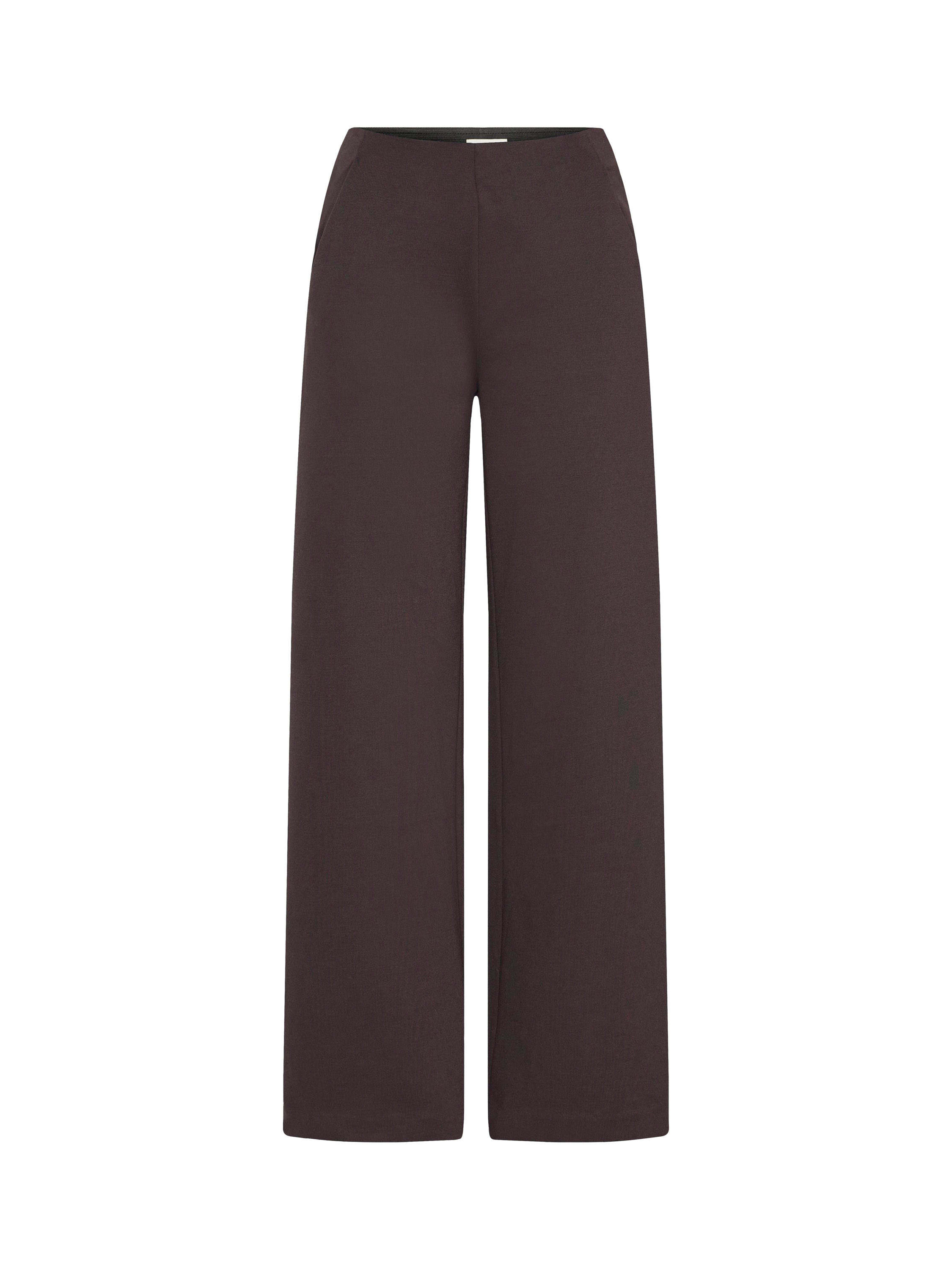 Product image 5 of 7, which shows ICHI Kate Wide Leg Tailored Trousers, Chocolate Torte, XS