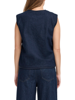 ICHI Hiramo Knit Waistcoat, Denim Authentic Blue - view 2, Denim Authentic Blue