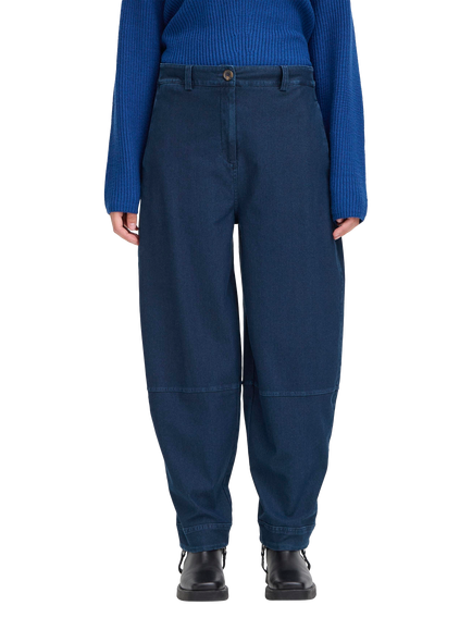 ICHI Kate Relaxed Fit Denim Trousers, Dark Blue, Dark Blue