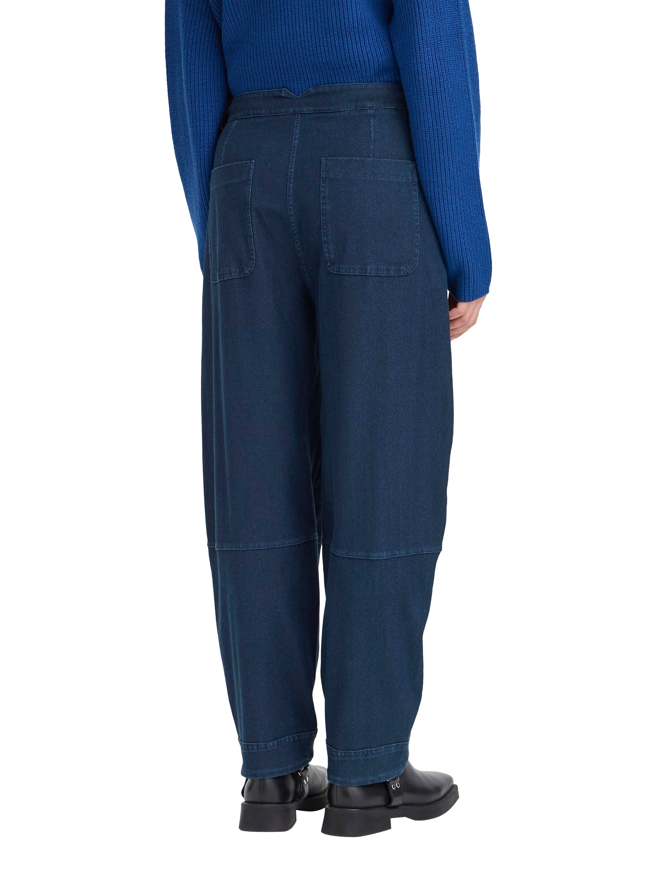 Product image 2 of 7, which shows ICHI Kate Relaxed Fit Denim Trousers, Dark Blue, XS
