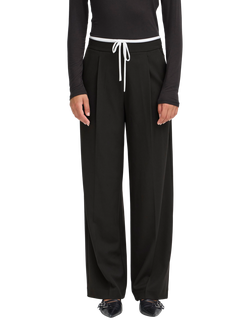 ICHI Kyrra Contrast Waist Trousers, Black, Black