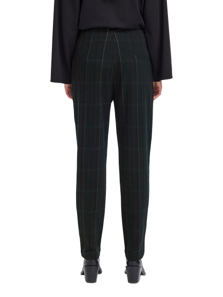 ICHI Kate Check Tailored Trousers, Black/Green - view 2, Black/Green