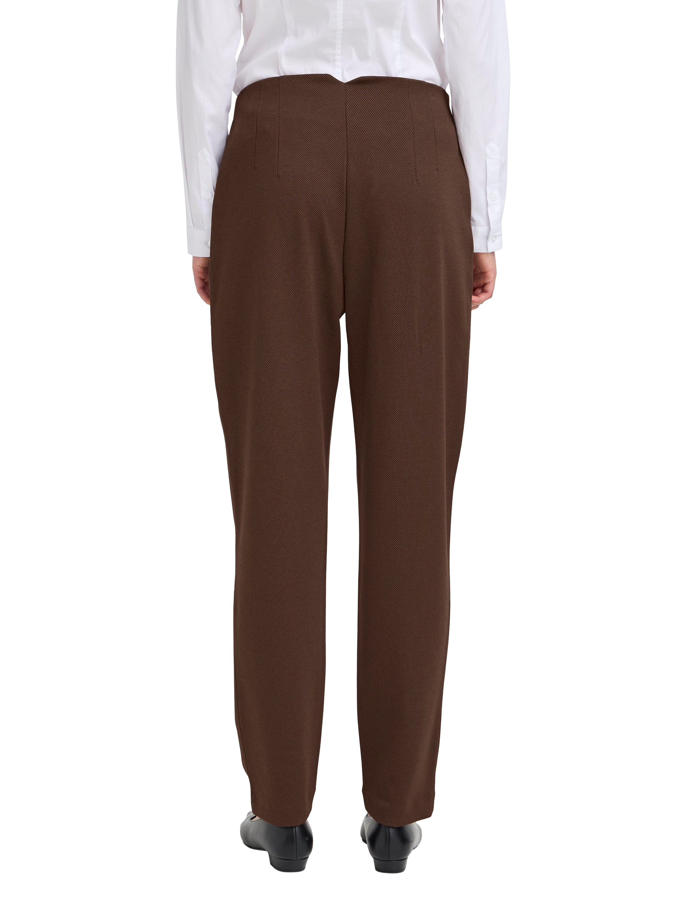 Product image 2 of 7, which shows ICHI Kate Textured Tailored Trousers, Coffee Bean, XS