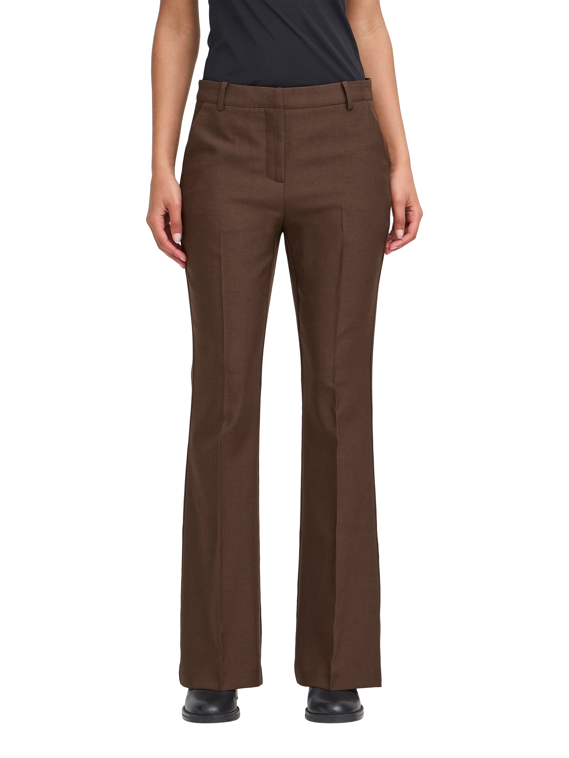 Product image 1 of 7, which shows ICHI Lexi Tailored Trousers, Coffee Bean Melange, 8