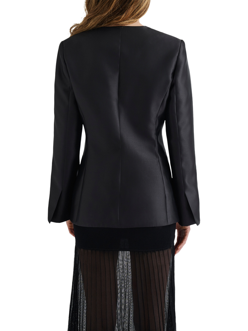 Product image 2 of 5, which shows Malina Nori Fitted Satin Blazer, Black, 8