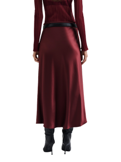 Malina Aubree Satin Midi Skirt - view 2, Red Wine
