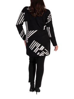 chesca Piano Cardigan, Black/White - view 2, Black/White