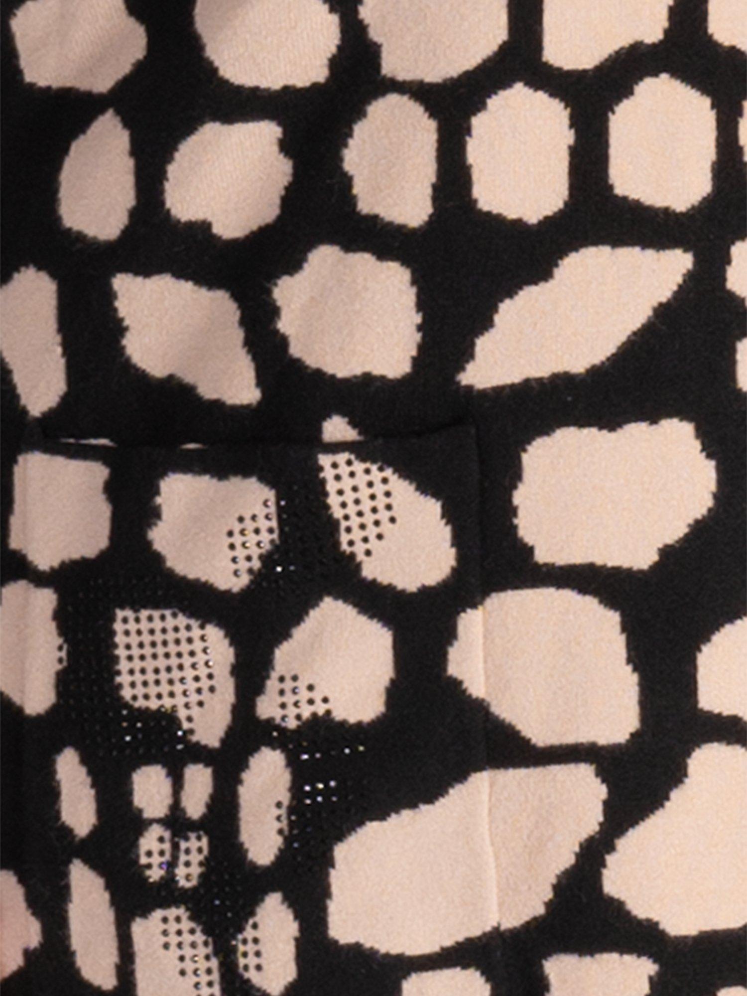 Product image 6 of 6, which shows chesca Animal Zip Front Cardigan, Biscotti/Black, 14-16