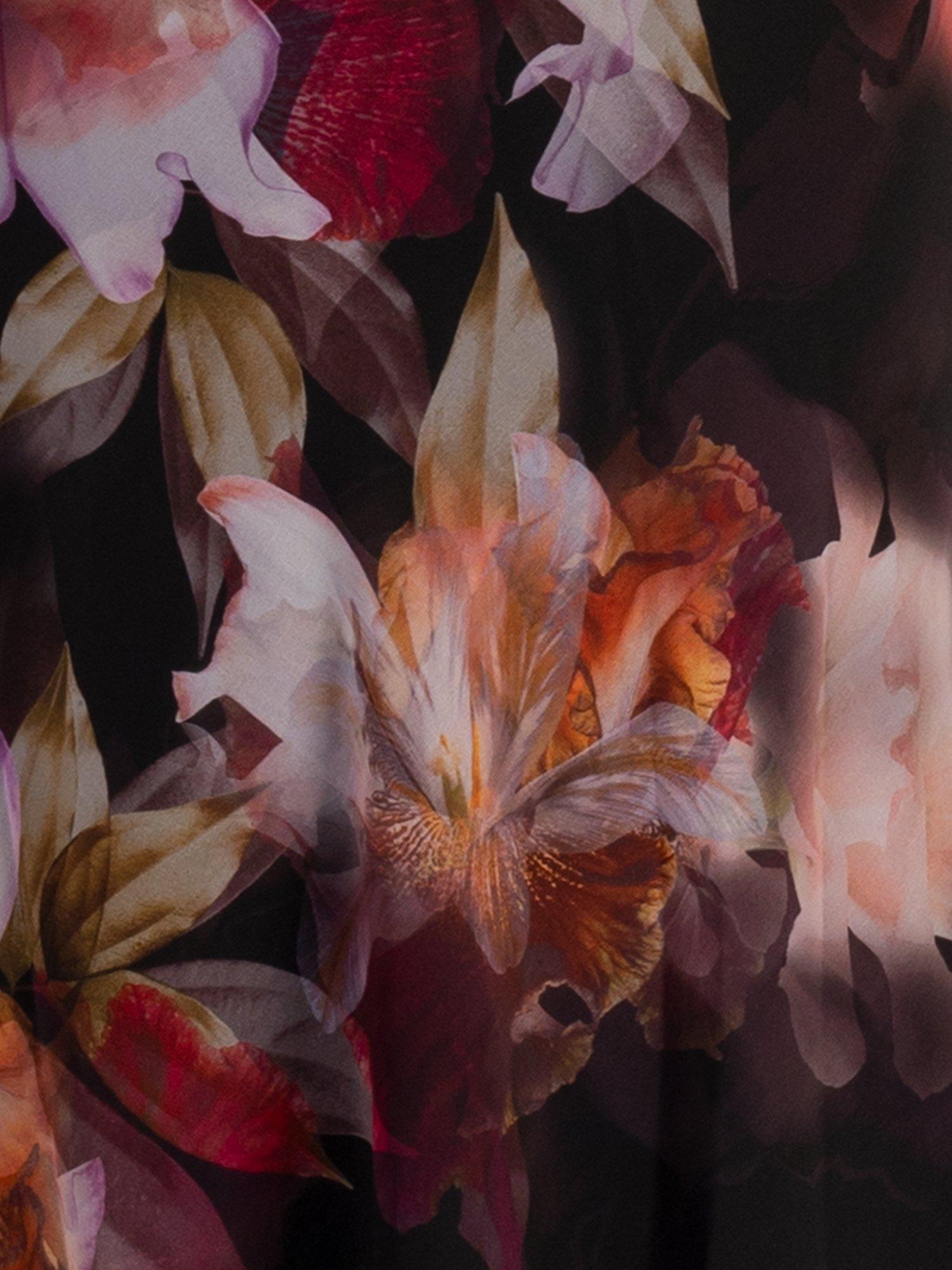 Product image 6 of 6, which shows chesca Orchid Print Layered Chiffon Dress, Black/Multi, 14