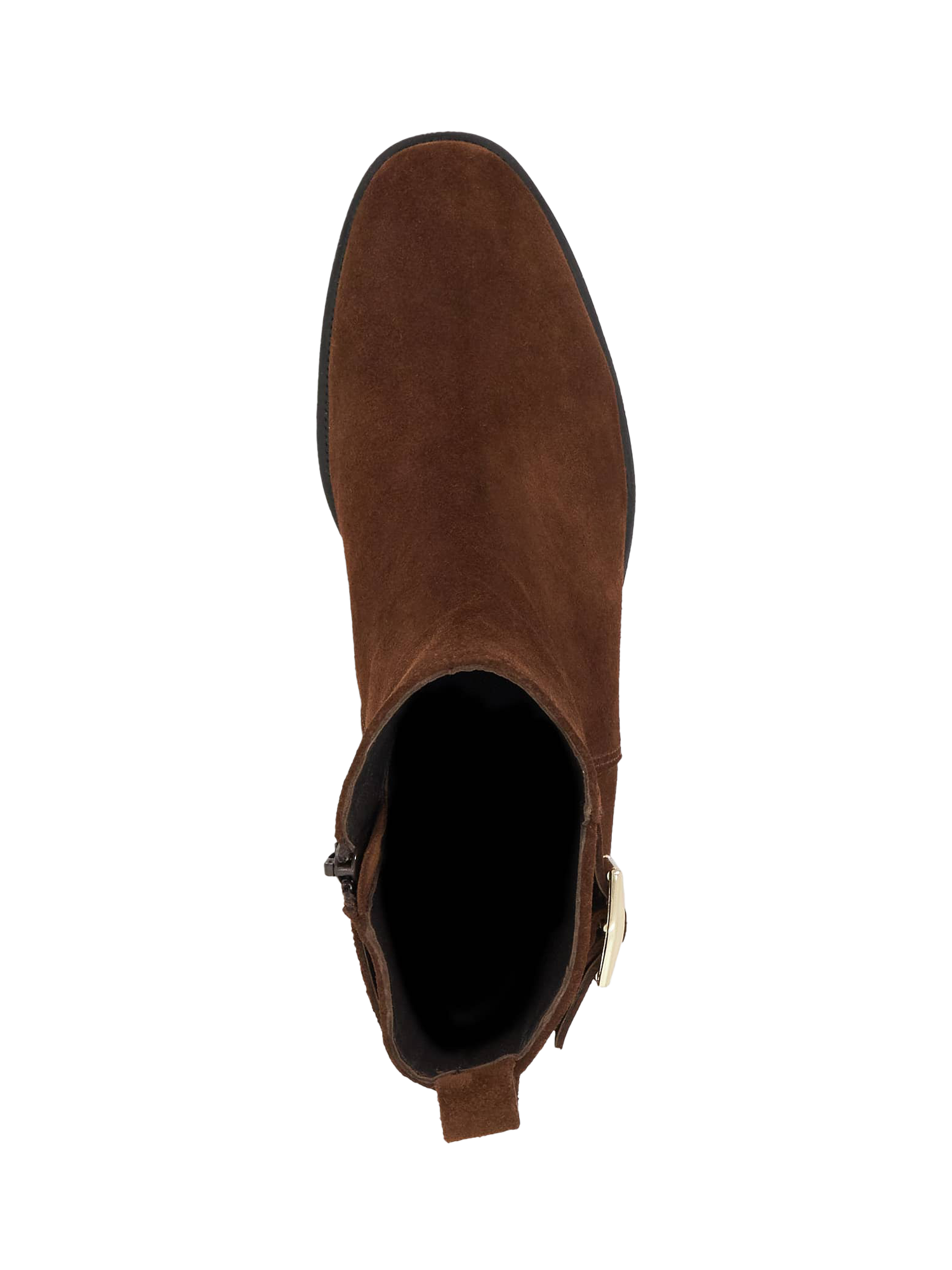 Product image 2 of 5, which shows Dune London Pinehurst Suede Double Buckle Ankle Boots, Brown, EU36