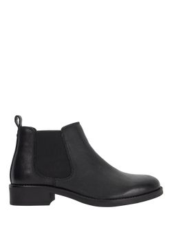 Dune London Polished Leather Clean Cropped Chelsea Boots, Black, Black
