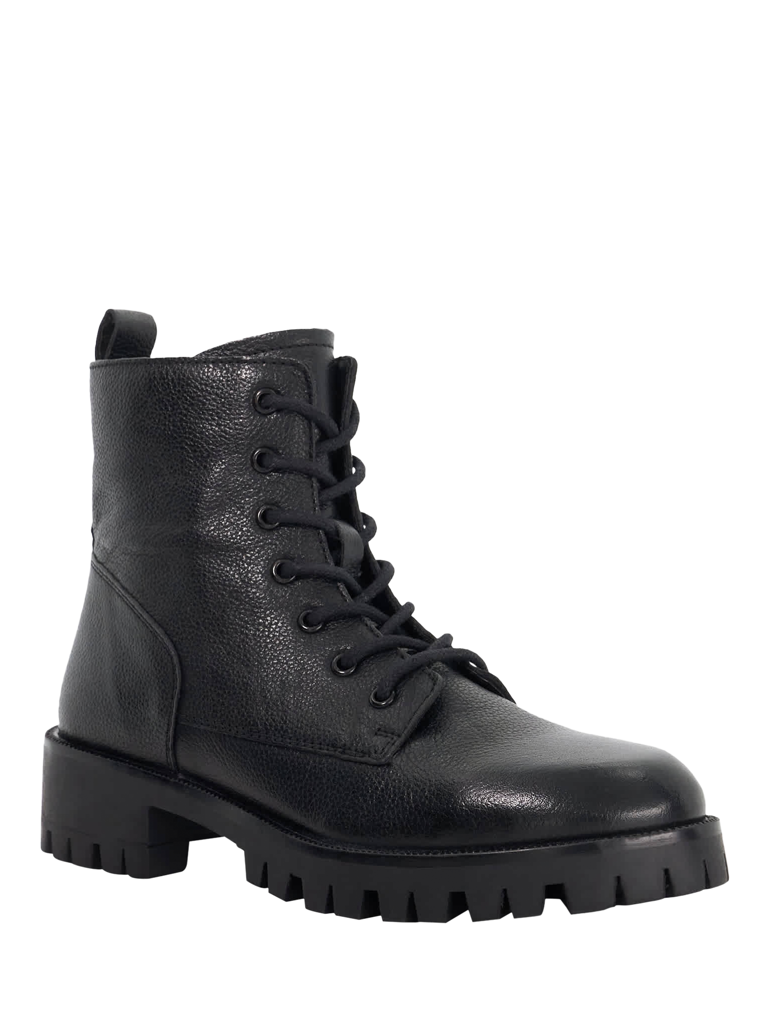 Product image 3 of 5, which shows Dune London Practically Leather Cleated Lace Up Ankle Boots, Black, EU36