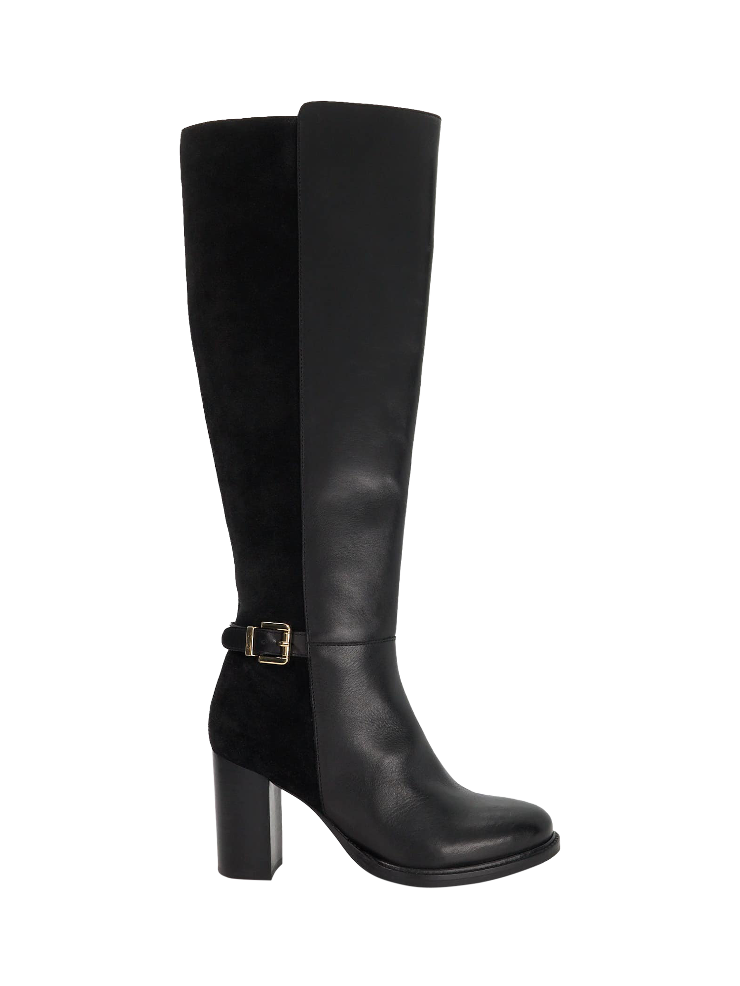 Product image 1 of 5, which shows Dune London Secretly Leather Blend Knee Boots, Black, EU36