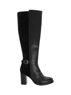 Dune London Secretly Leather Blend Knee Boots, Black, Black
