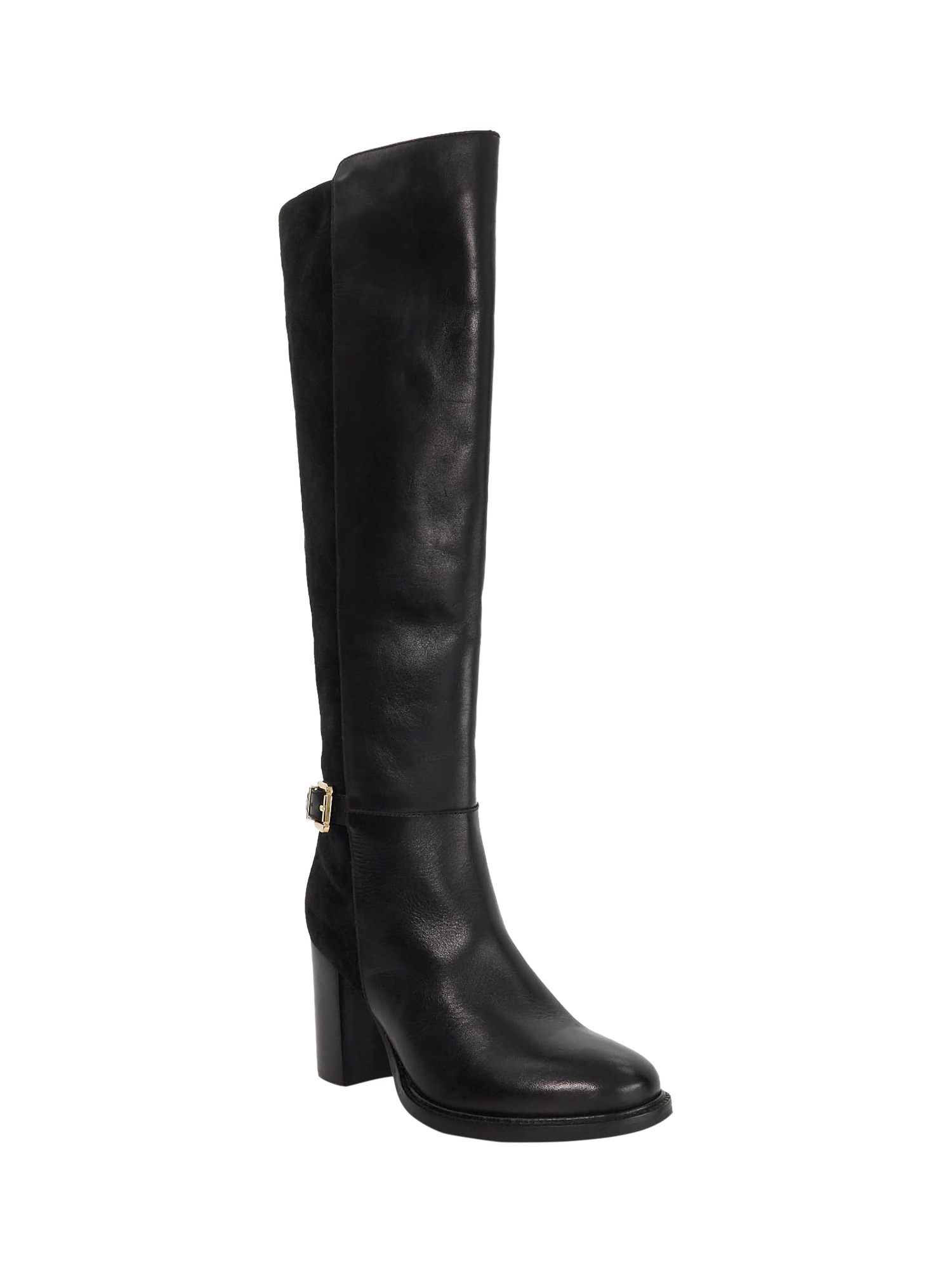 Product image 3 of 5, which shows Dune London Secretly Leather Blend Knee Boots, Black, EU36
