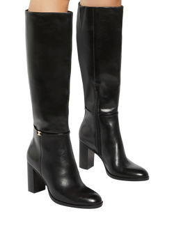 Dune London Strap Block High Leg Starlling Leather Boots - view 2, Black