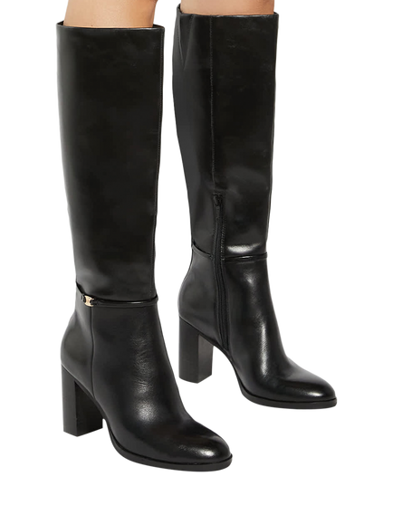 Dune London Strap Block High Leg Starlling Leather Boots - view 2, Black