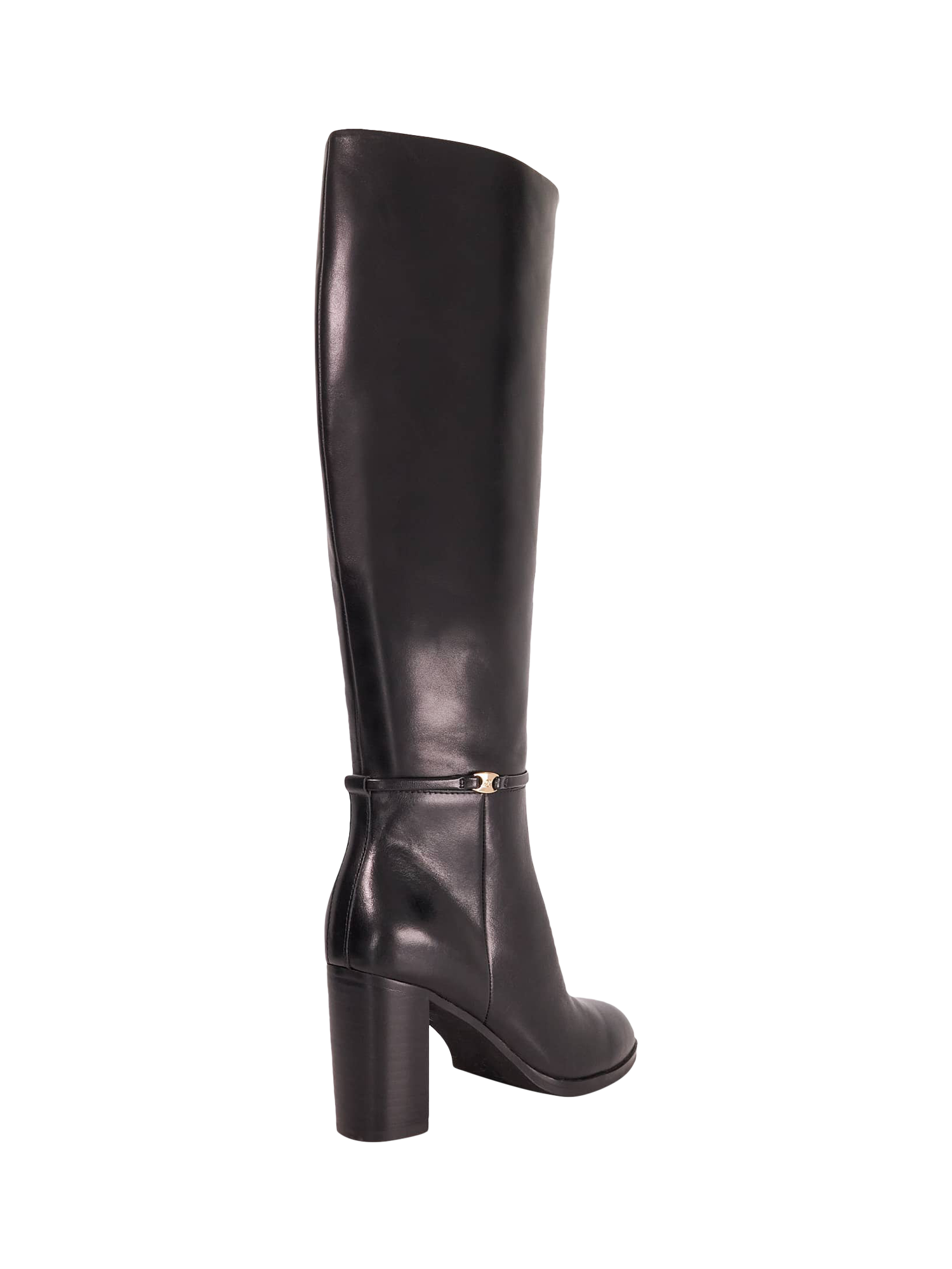 Product image 5 of 6, which shows Dune London Strap Block High Leg Starlling Leather Boots, Black, EU36