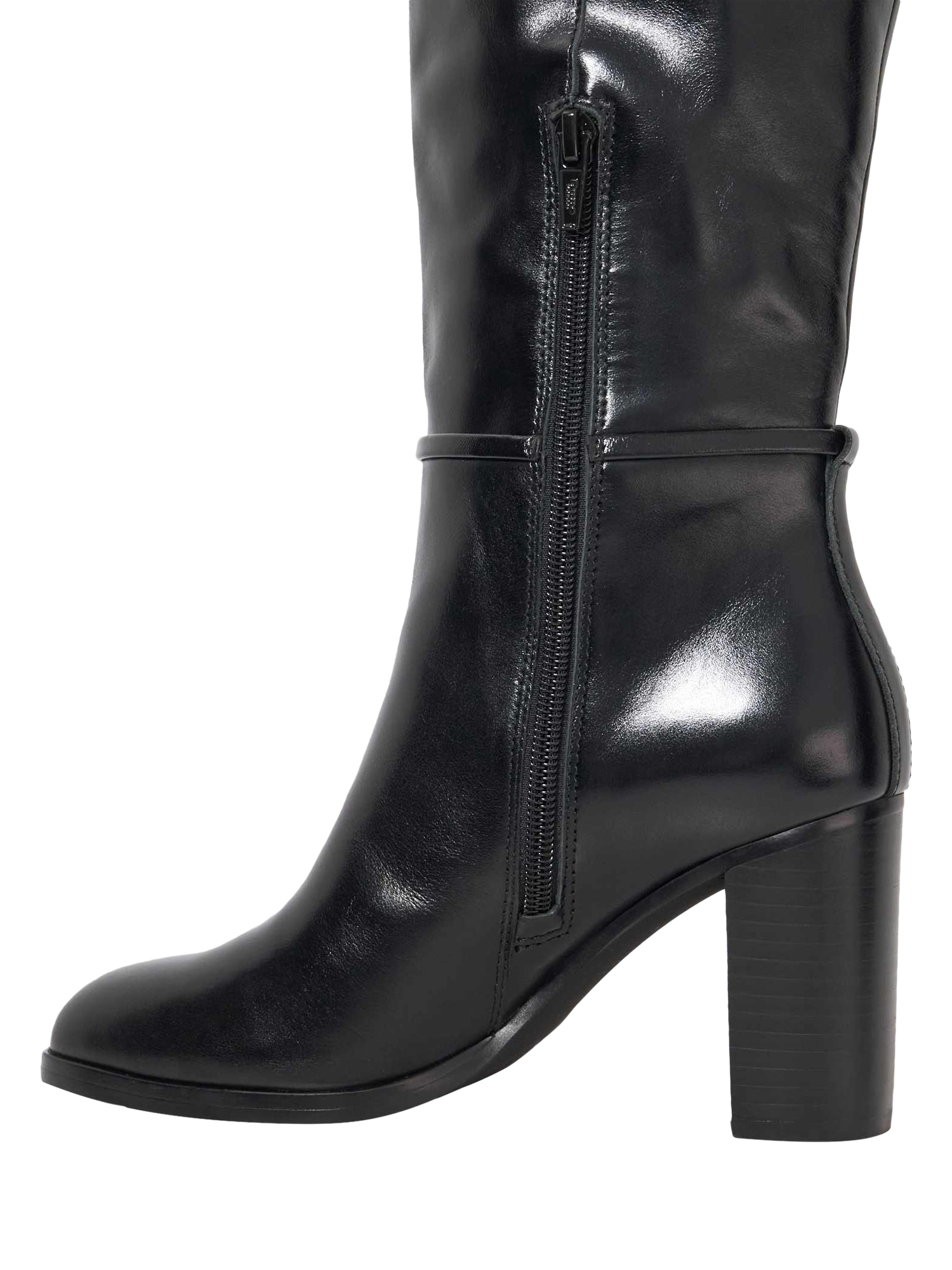 Product image 6 of 6, which shows Dune London Strap Block High Leg Starlling Leather Boots, Black, EU36