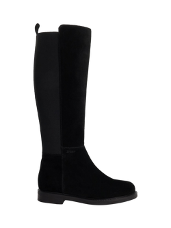 Dune London Tallo Suede 50/50 Knee Boots, Black, Black