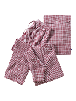 Christy Gingham Ruffle Cotton Pyjama Set, Red