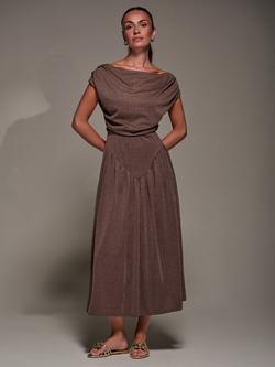 Jolie Moi Asymmetric Midaxi Dress, Brown