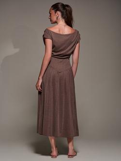 Jolie Moi Asymmetric Midaxi Dress - view 2, Brown