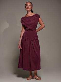 Jolie Moi Asymmetric Midaxi Dress, Burgundy