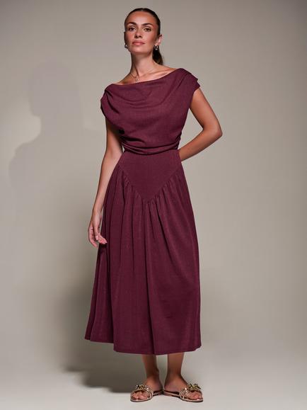 Jolie Moi Asymmetric Midaxi Dress, Burgundy
