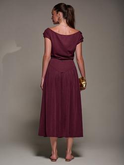 Jolie Moi Asymmetric Midaxi Dress - view 2, Burgundy