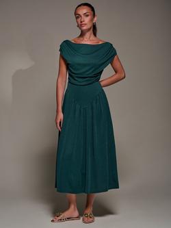 Jolie Moi Asymmetric Midaxi Dress, Dark Green