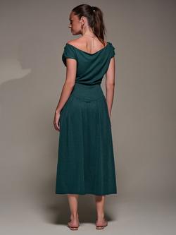 Jolie Moi Asymmetric Midaxi Dress - view 2, Dark Green