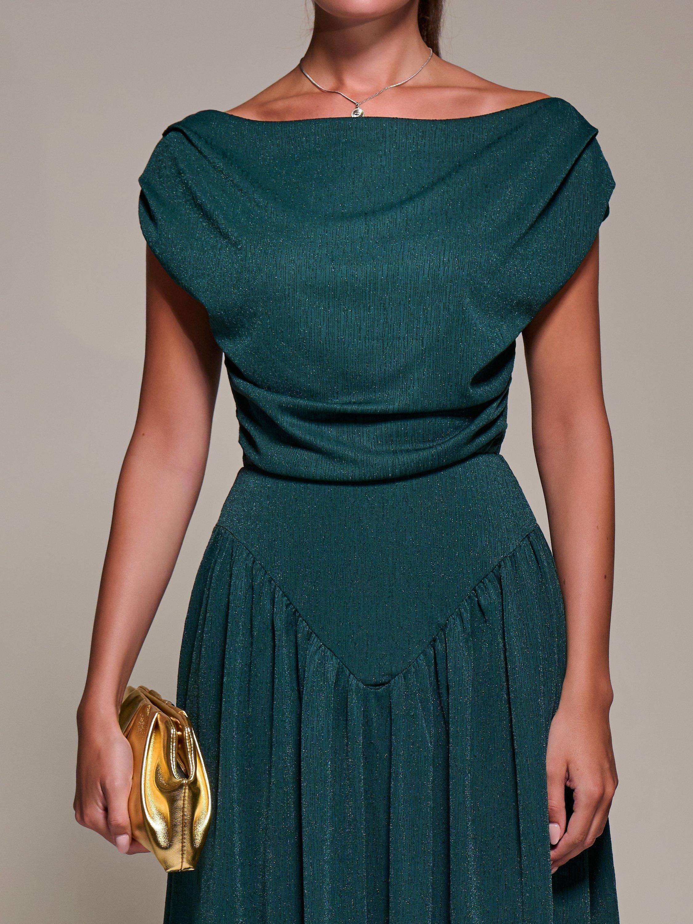 dark green midaxi dress Dark Green Runway 1.8.1.8 Lace Panel Cami Midaxi Dress