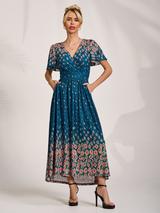 Chi Chi London Floral Cami Wrap Maxi Dress, Blue/Multi