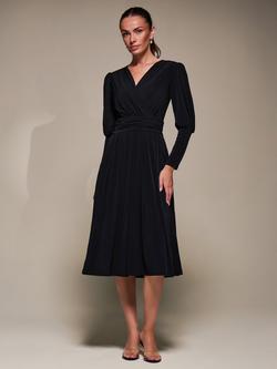 Jolie Moi Puff Long Sleeve Jersey Midi Dress, Black, Black