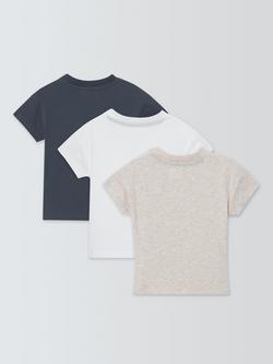 John Lewis Baby Plain T-Shirt, Pack of 3, Multi - view 2, Multi