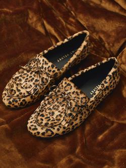 Mint Velvet Gaia Leopard Print Textured Loafers, Brown/Multi - view 2, Brown/Multi