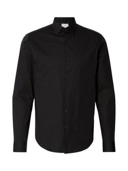 Calvin Klein Cotton Blend Slim Fit Shirt, Black, Black