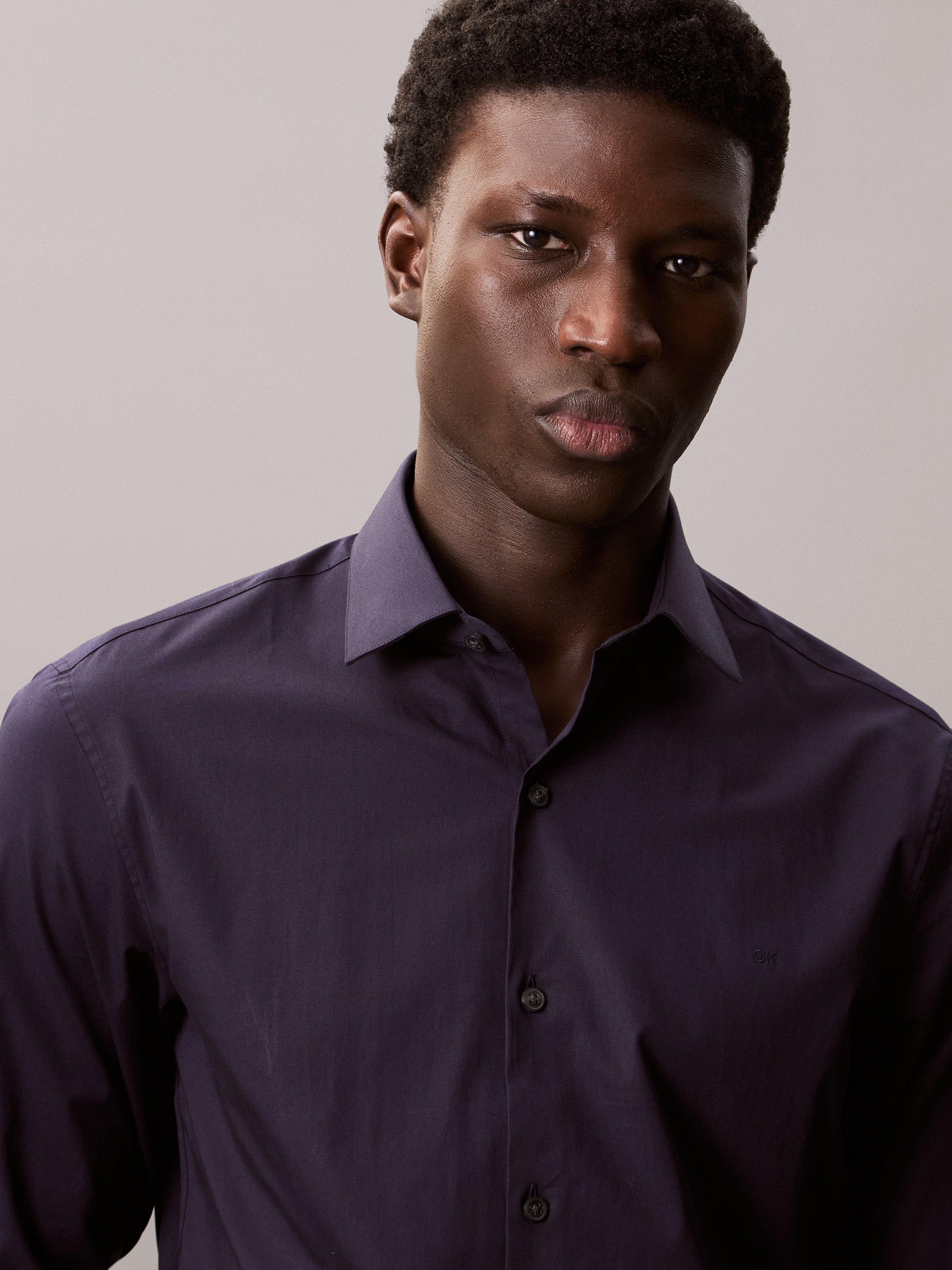 Product image 4 of 6, which shows Calvin Klein Slim Fit Stretch Poplin Shirt, Night Sky, 38