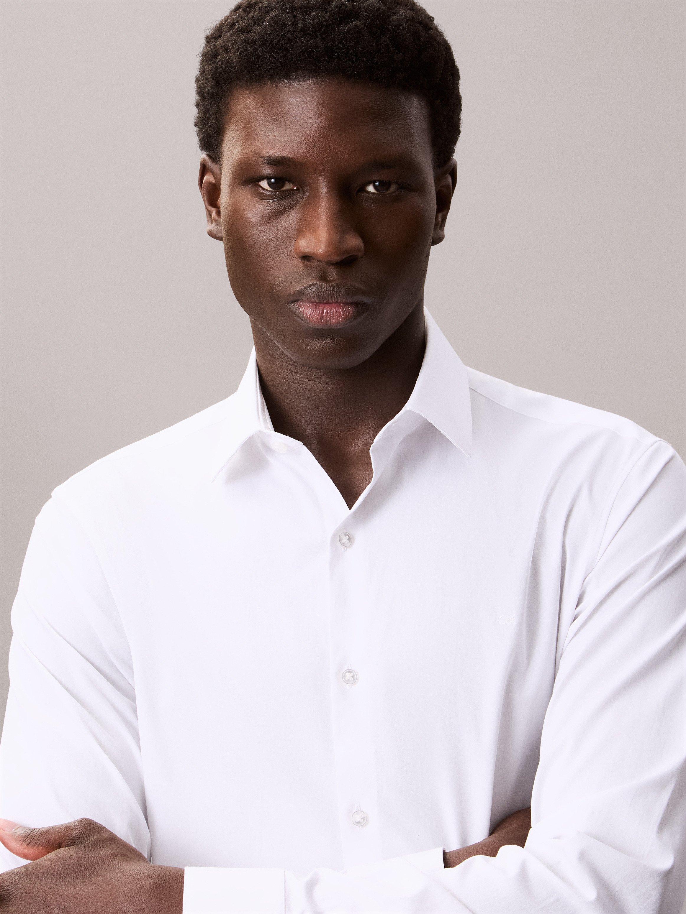 Product image 4 of 6, which shows Calvin Klein Slim Fit Stretch Poplin Shirt, White, 38