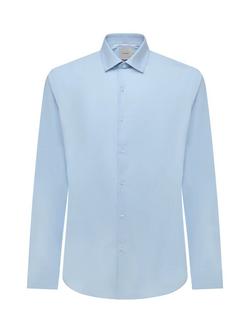 Calvin Klein Cotton Blend Slim Fit Shirt, Black, Calm Blue