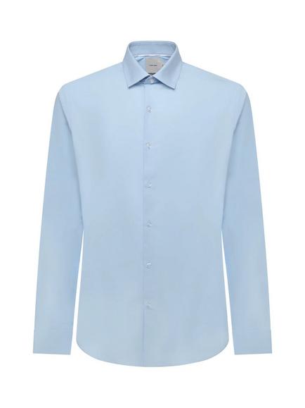 Calvin Klein Cotton Blend Slim Fit Shirt, Black, Calm Blue