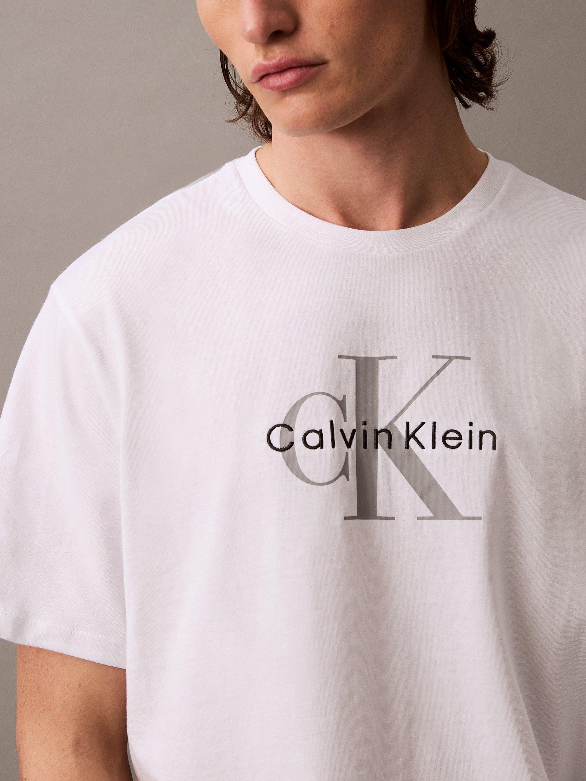 Product image 4 of 7, which shows Calvin Klein Monogram Cotton T-Shirt, Bright White, XS