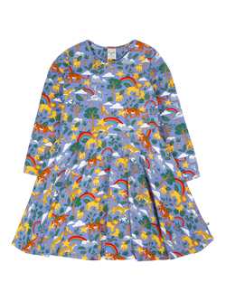 Frugi Kids' Sofia Cotton Rich Skater Dress, Grape Into The Wild, Grape Into The Wild