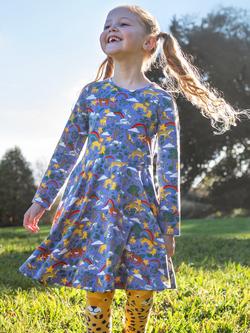 Frugi Kids' Norah Cotton Blend Tights, Primrose/Leopard - view 2, Primrose/Leopard