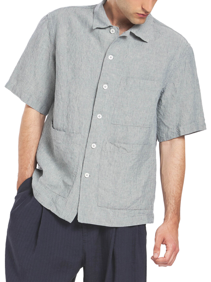 Barena Donde Linen Shirt, Acqua, Acqua