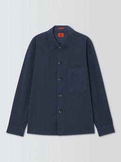 Barena Cotton Blend Regular Fit Garment-Dyed Overshirt, Navy, Navy