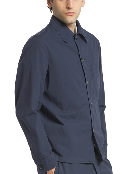 Barena Cotton Blend Regular Fit Garment-Dyed Overshirt, Navy, Navy