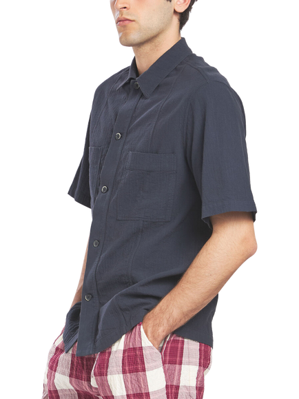 Barena Cotton Regular Fit Overshirt, Navy - view 2, Navy